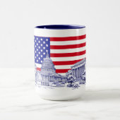 Verenigde Staten Vlag Monument Illustratie Souveni Mok (Midden)