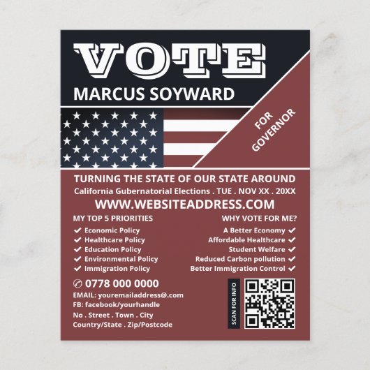 Verenigde Staten vlag ontwerp, politieke campagnev Flyer (Voorkant)