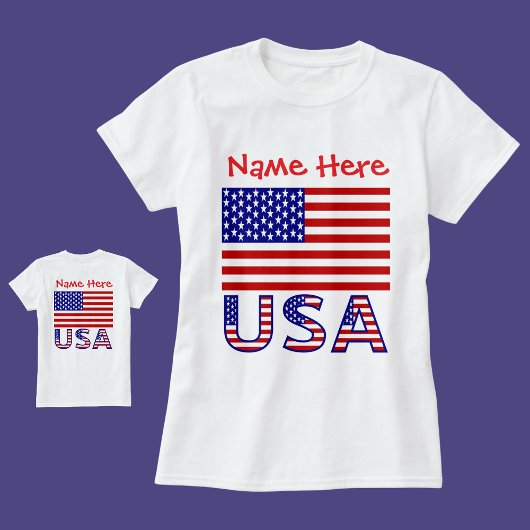Verenigde Staten Vlag Rood Gepersonaliseerde Vrouw T-shirt