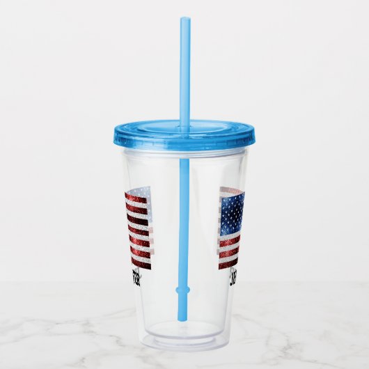 Verenigde Staten vlag rood wit blauw sprankelend b Acryl Drinkbeker (Rechts)