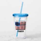 Verenigde Staten vlag rood wit blauw sprankelend b Acryl Drinkbeker (Achterkant)