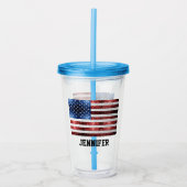 Verenigde Staten vlag rood wit blauw sprankelend b Acryl Drinkbeker (Voorkant)