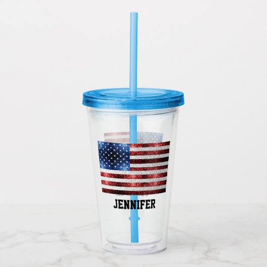 Verenigde Staten vlag rood wit blauw sprankelend b Acryl Drinkbeker (Voorkant)