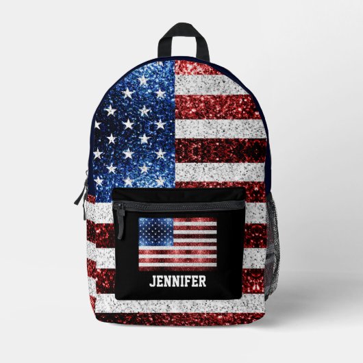 Verenigde Staten vlag rood wit blauw sprankelend b Bedrukte Rugzak (Voorkant)