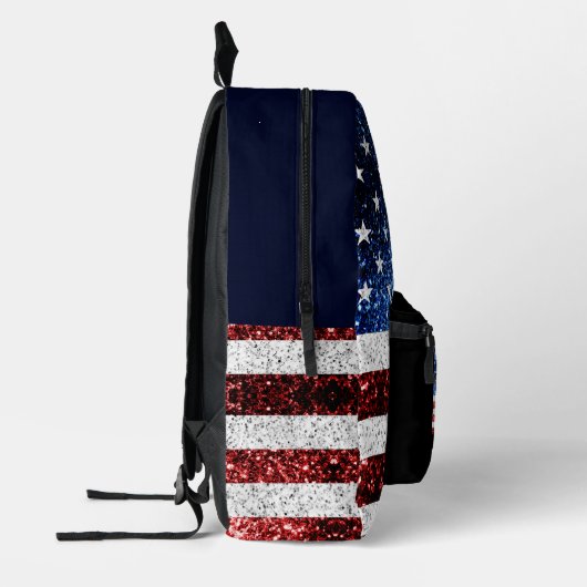 Verenigde Staten vlag rood wit blauw sprankelend b Bedrukte Rugzak (Links)