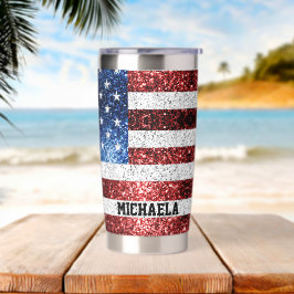 Verenigde Staten vlag rood wit blauw sprankelend b Geïsoleerde Drinkbeker