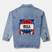 Verenigde Staten Vlag Sterren Cirkel Rood Wit Blau Denim Jacket (Achterkant)