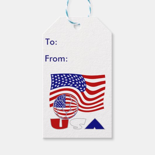 Verenigde Staten Vlag Verenigde Staten Voetbal Cadeaulabel (Voorkant)