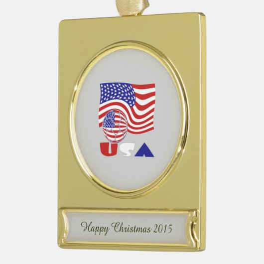 Verenigde Staten Vlag Verenigde Staten Voetbal Gol Verguld Banner Ornament (Links)