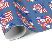 Verenigde Staten Vlag VS Voetbal Blauwe Achtergron Cadeaupapier (Rol Hoek)