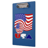 Verenigde Staten Vlag VS Voetbal Blauwe Achtergron Klembord (Links)