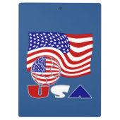 Verenigde Staten Vlag VS Voetbal Blauwe Achtergron Klembord (Achterkant)