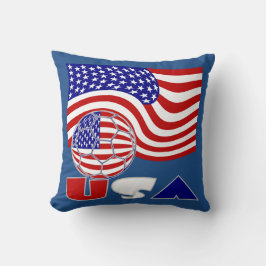 Verenigde Staten Vlag VS Voetbal Blauwe Achtergron Kussen