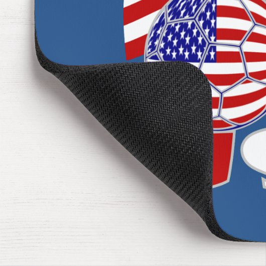 Verenigde Staten Vlag VS Voetbal Blauwe Achtergron Muismat (Hoek)
