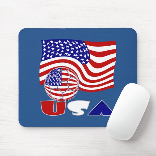 Verenigde Staten Vlag VS Voetbal Blauwe Achtergron Muismat (Met muis)