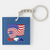 Verenigde Staten Vlag VS Voetbal Blauwe Achtergron Sleutelhanger (Achterkant)
