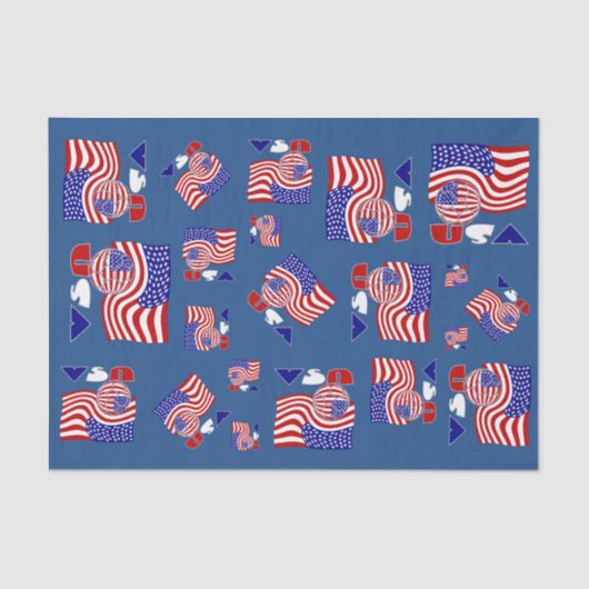 Verenigde Staten Vlag VS Voetbal Blauwe Achtergron Tissuepapier (Voorkant)