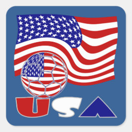 Verenigde Staten Vlag VS Voetbal Blauwe Achtergron Vierkante Sticker