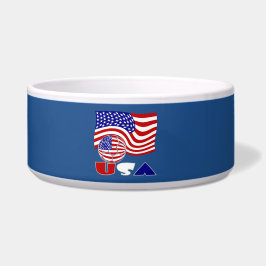 Verenigde Staten Vlag VS Voetbal Blauwe Achtergron Voerbakje