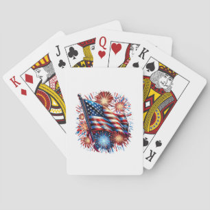 Verenigde Staten Vlag Vuurwerk Patriottisch Pokerkaarten