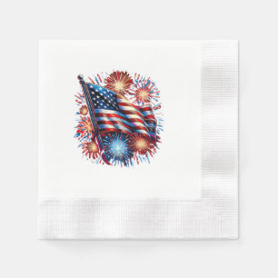 Verenigde Staten Vlag Vuurwerk Patriottisch Servet