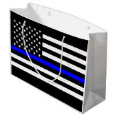 Verenigde Staten vlaggen het Thin Blue Line Theme Large Cadeautasje (Achterkant Gekanteld)