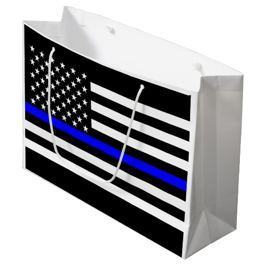 Verenigde Staten vlaggen het Thin Blue Line Theme Large Cadeautasje (Voorkant Gekanteld)