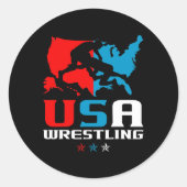 Verenigde Staten Wrestling Independence Day Americ Ronde Sticker (Voorkant)