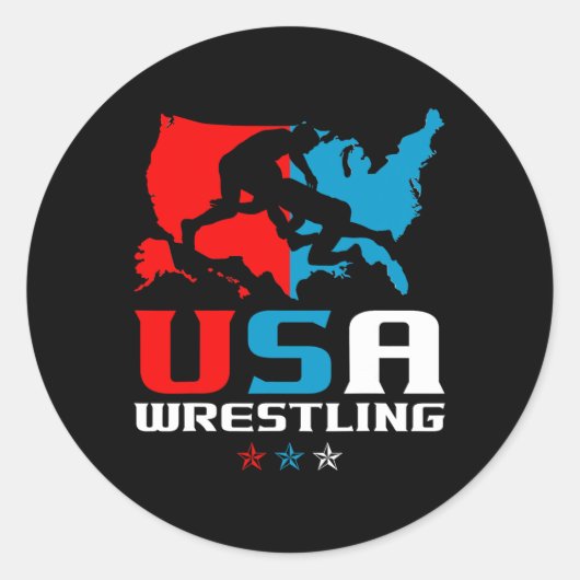 Verenigde Staten Wrestling Independence Day Americ Ronde Sticker (Voorkant)