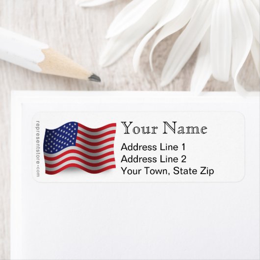 Verenigde Staten wuivend vlag Etiket (Insitu)