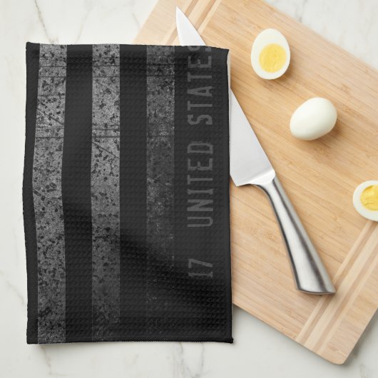 Verenigde Staten Zwart  Amerikaanse vlag Theedoek (Quarter Fold)