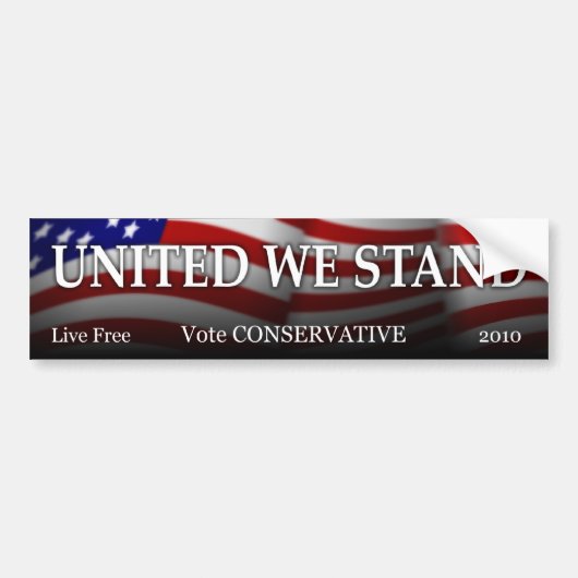 VERENIGDE WIJ STAAN BUMPERSTICKER (Voorkant)