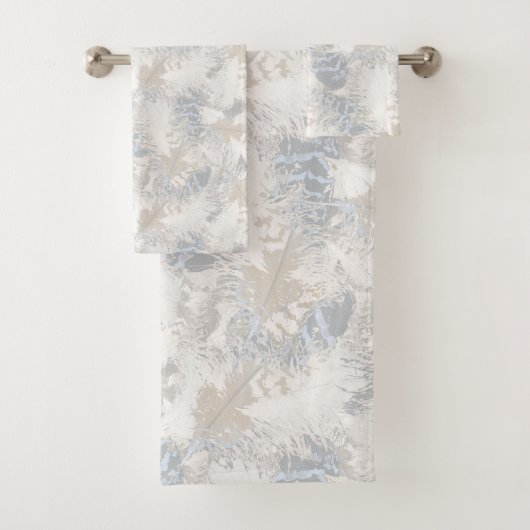 Verenveren, grijs, beige en blauw, vogel, licht, bad handdoek (Insitu)