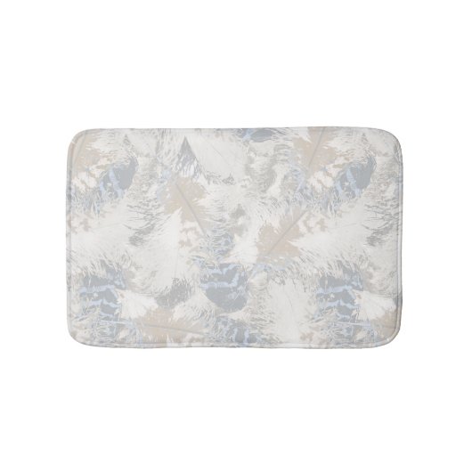Verenveren, grijs, beige en blauw, vogel, licht, badmat (Voorkant)