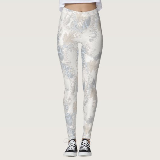 Verenveren, grijs, beige en blauw, vogel, licht, leggings (Voorkant)