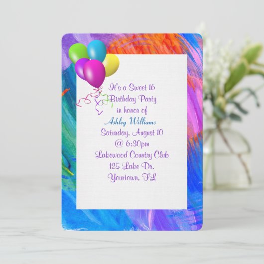 Verf Abstract lijst voor met verjaardagsballonnen Kaart (Staand voorkant)