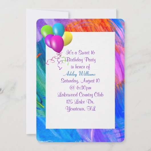 Verf Abstract lijst voor met verjaardagsballonnen Kaart (Voorkant)