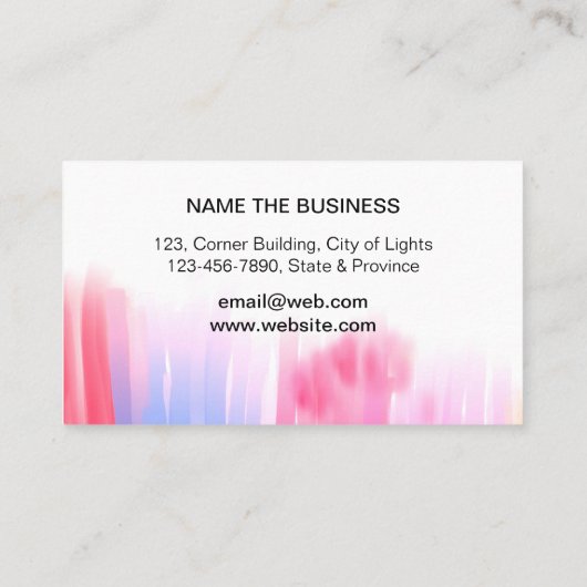 Verf Abstracte moderne, minimale Waterverf artiest Visitekaartje (Achterkant)