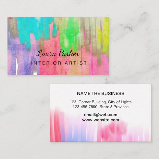 Verf Abstracte moderne, minimale Waterverf artiest Visitekaartje (Voorkant / Achterkant)