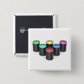 Verf blikjes met verschillende kleuren vierkante button 5,1 cm (Voorkant /achterkant)