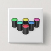 Verf blikjes met verschillende kleuren vierkante button 5,1 cm (Voorkant)