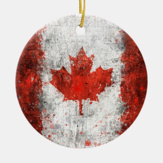 Verf Canadese vlag op Splatter Keramisch Ornament (Voorkant)