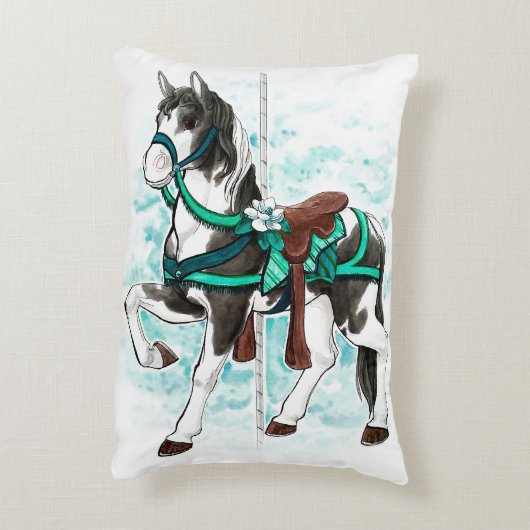Verf Carrousel Paard Kussen (Achterkant (Verticaal))