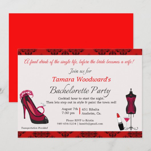 Verf de Town Bachelorette Party Kaart (Voorkant / Achterkant)