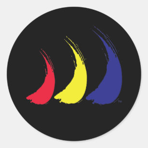 Verf-de-Wind Splashy Sails_on zwart Ronde Sticker