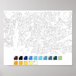 Verf door cijfers: de Sterrennacht Poster