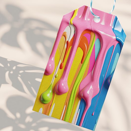 Verf Drip Kleurrijke Custom Cadeaulabel