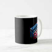 Verf Drip Mondharmonica Amerikaanse Vlag 4 Juli Koffiemok (Voorkant rechts)