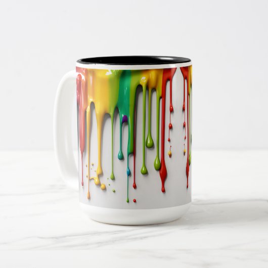 Verf Drip Two-Tone Keramische Mok (Voorkant links)