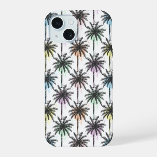 Verf druppel Palmboom Patroon iPhone 15 Case (Achterkant)